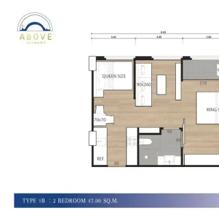 Above Element Condominium — B512, 2 bedrooms, 47 m²